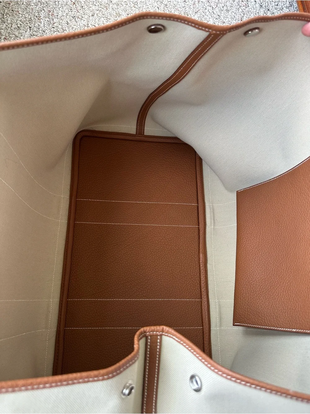 Hermes Garden Party Voyage 49 Toile Negonda Gold XL Weekender Travel Tote Rare - Picture 14 of 17